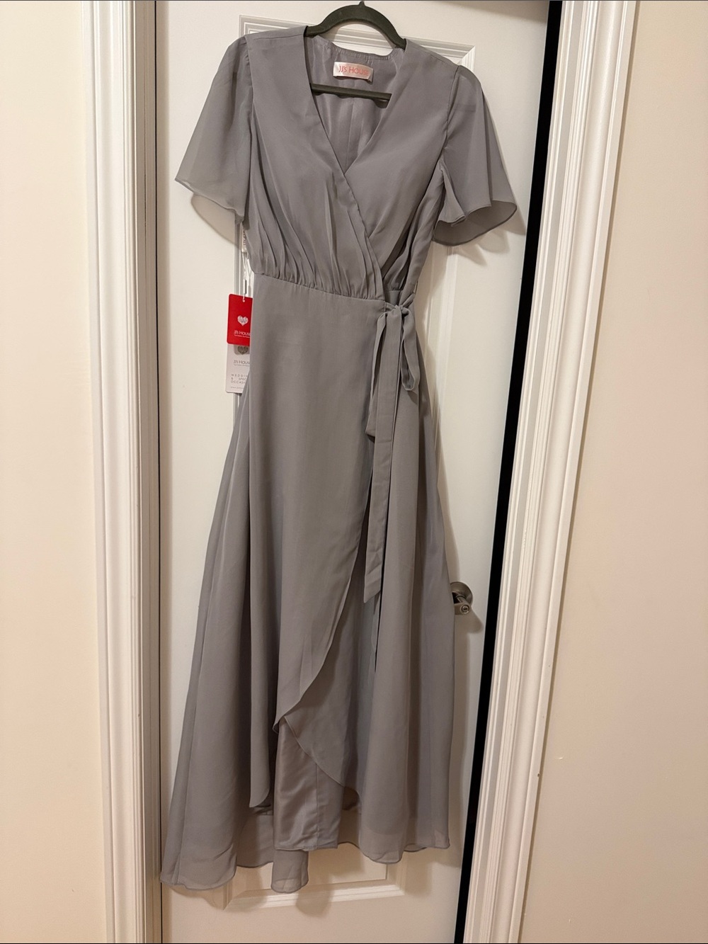 JJs House Light Gray Wrap Maxi Dress